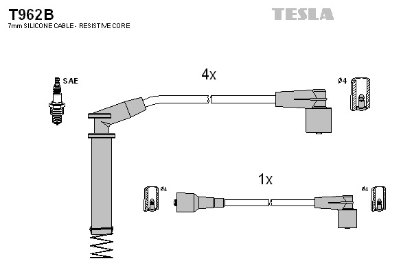 TESLA Gyújtókábel készlet T962B_TES