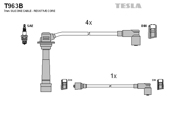 TESLA Gyújtókábel készlet T963B_TES