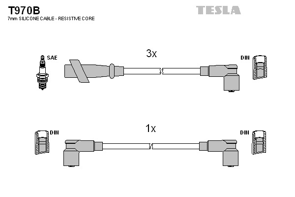 TESLA Gyújtókábel készlet T970B_TES