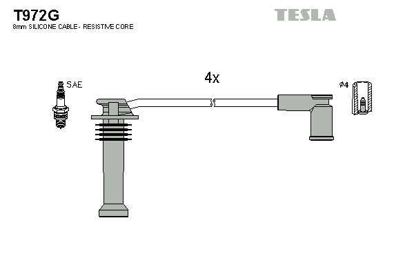 TESLA Gyújtókábel készlet T972G_TES