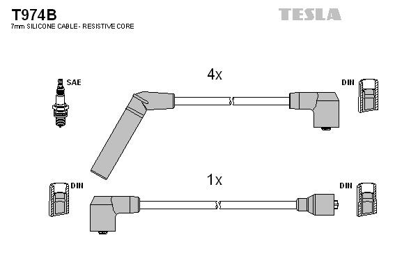 TESLA Gyújtókábel készlet T974B_TES