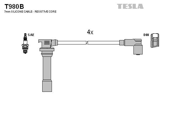 TESLA Gyújtókábel készlet T980B_TES