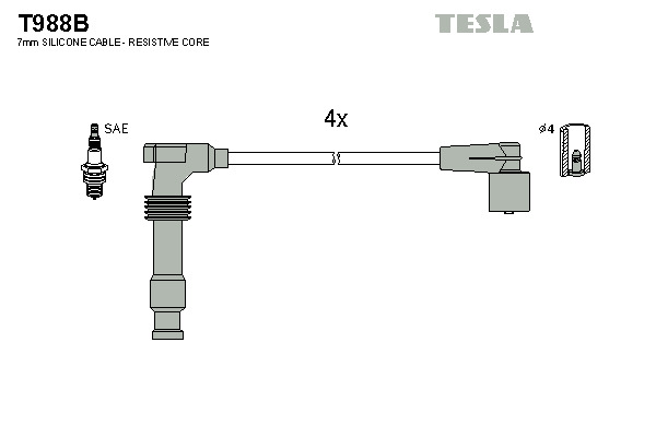 TESLA Gyújtókábel készlet T988B_TES