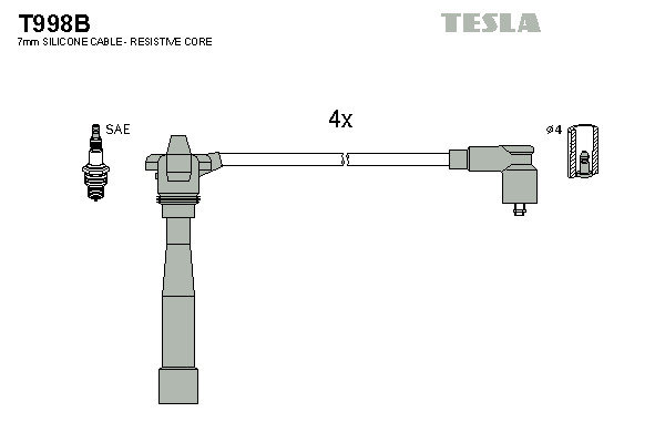 TESLA Gyújtókábel készlet T998B_TES