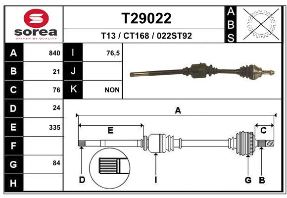 EAI-France Féltengely, komplett T29022_EAI