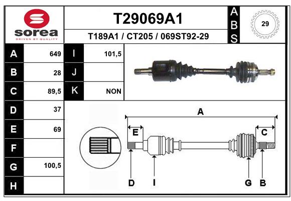 EAI-France Féltengely, komplett T29069A1_EAI