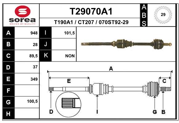 EAI-France Féltengely, komplett T29070A1_EAI