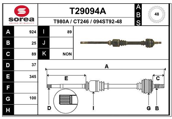 EAI-France Féltengely, komplett T29094A_EAI