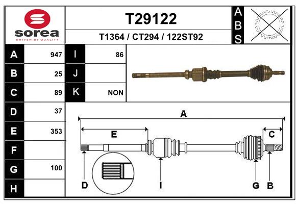 EAI-France Féltengely, komplett T29122_EAI