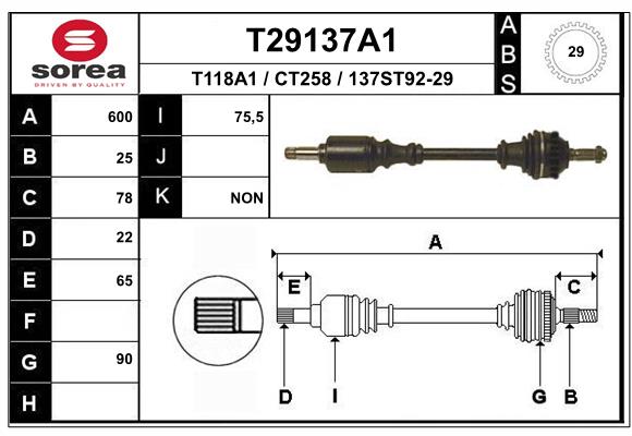 EAI-France Féltengely, komplett T29137A1_EAI