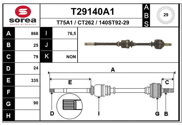 EAI-France Féltengely, komplett T29140A1_EAI