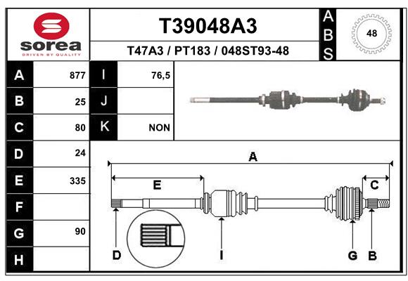 EAI-France Féltengely, komplett T39048A3_EAI