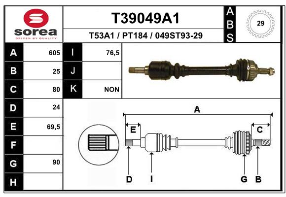 EAI-France Féltengely, komplett T39049A1_EAI