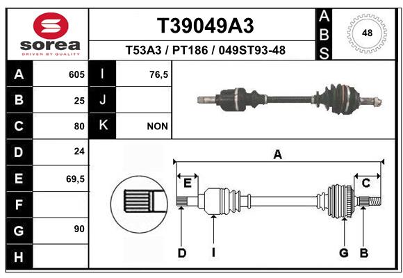 EAI-France Féltengely, komplett T39049A3_EAI