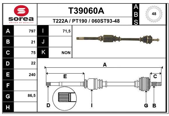 EAI-France Féltengely, komplett T39060A_EAI