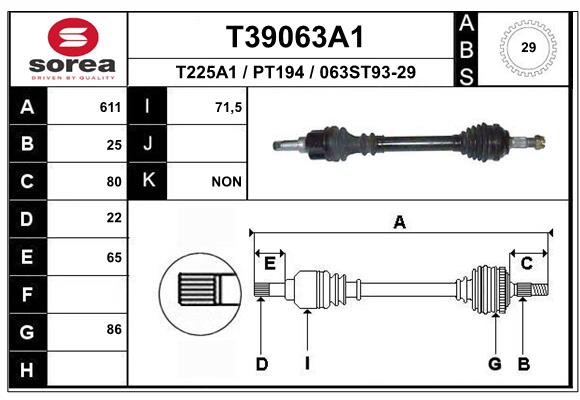 EAI-France Féltengely, komplett T39063A1_EAI