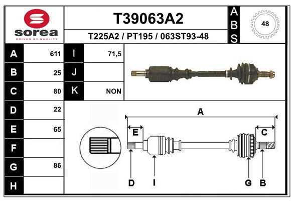 EAI-France Féltengely, komplett T39063A2_EAI