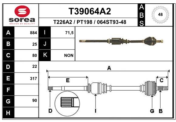 EAI-France Féltengely, komplett T39064A2_EAI