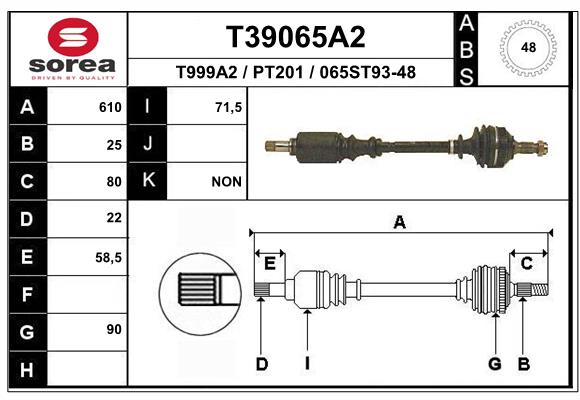 EAI-France Féltengely, komplett T39065A2_EAI