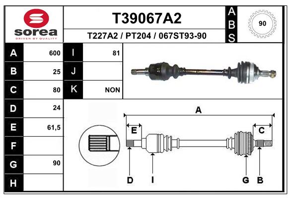 EAI-France Féltengely, komplett T39067A2_EAI