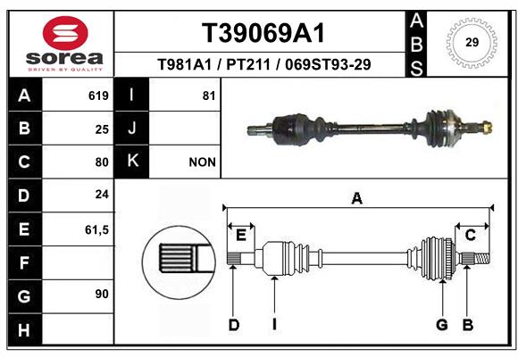 EAI-France Féltengely, komplett T39069A1_EAI