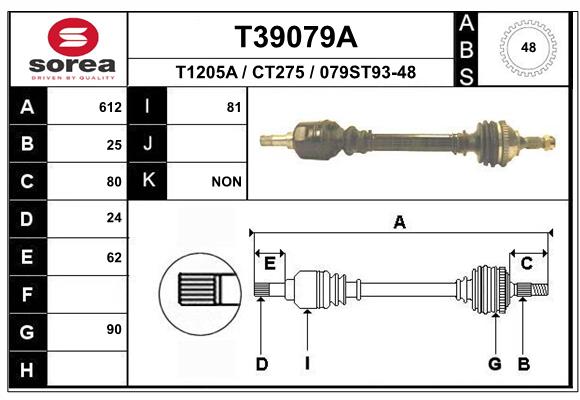 EAI-France Féltengely, komplett T39079A_EAI