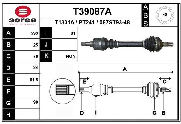 EAI-France Féltengely, komplett T39087A_EAI