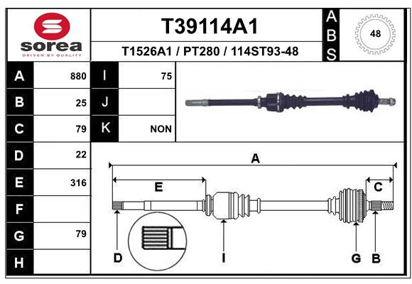 EAI-France Féltengely, komplett T39114A1_EAI