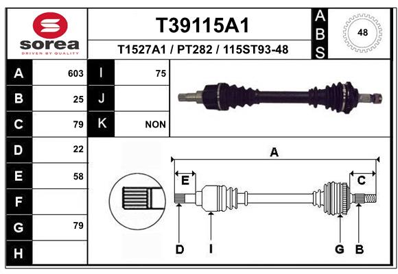 EAI-France Féltengely, komplett T39115A1_EAI