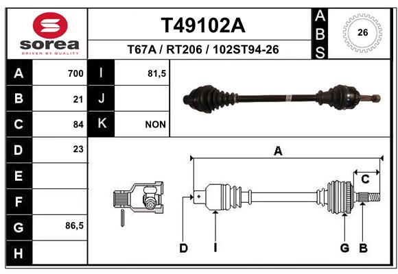 EAI-France Féltengely, komplett T49102A_EAI