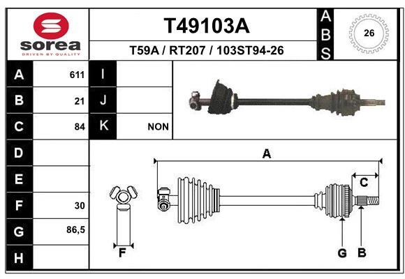 EAI-France Féltengely, komplett T49103A_EAI