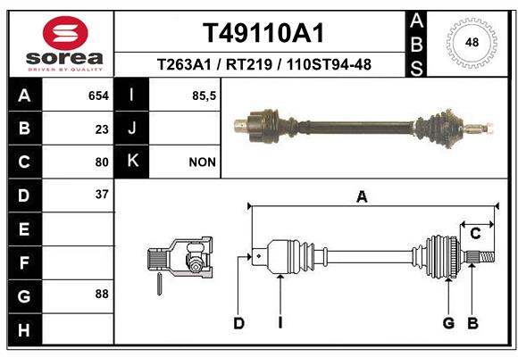 EAI-France Féltengely, komplett T49110A1_EAI