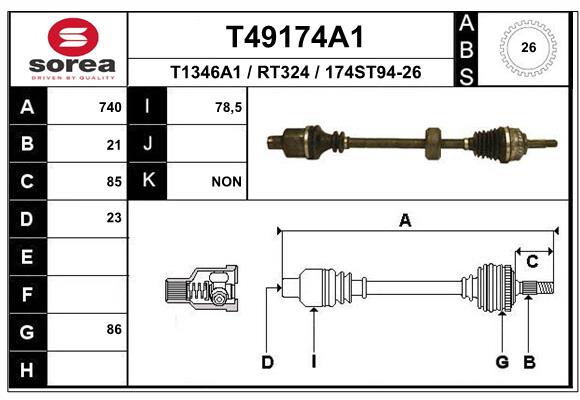 EAI-France Féltengely, komplett T49174A1_EAI