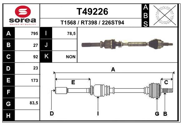 EAI-France Féltengely, komplett T49226_EAI