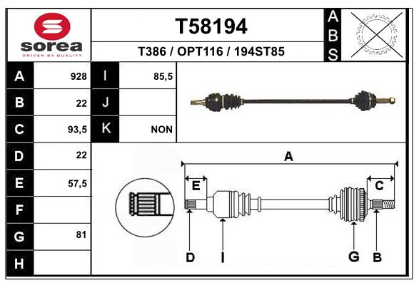 EAI-France Féltengely, komplett T58194_EAI