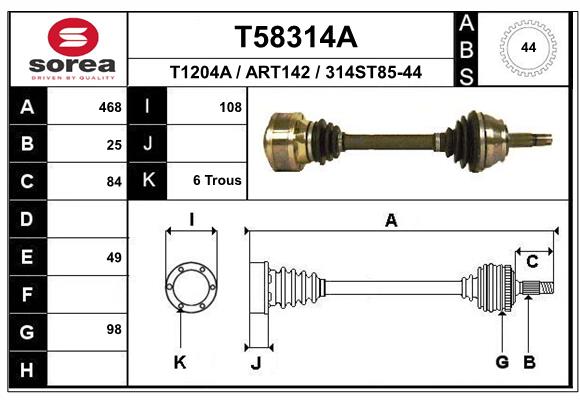 EAI-France Féltengely, komplett T58314A_EAI