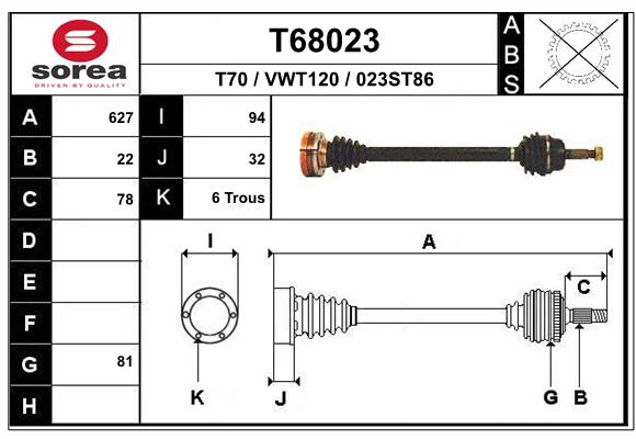 EAI-France Féltengely, komplett T68023_EAI