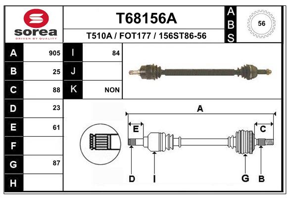 EAI-France Féltengely, komplett T68156A_EAI