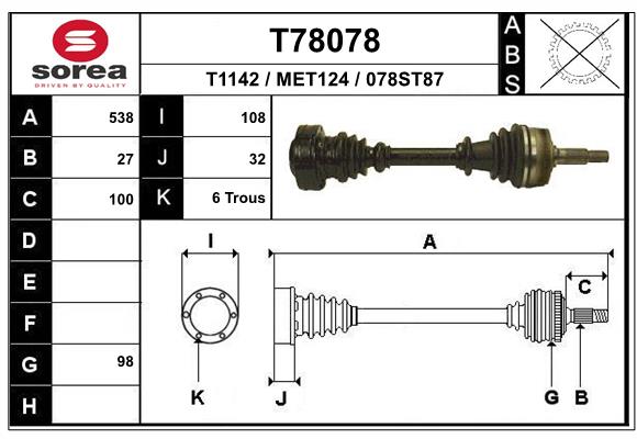 EAI-France Féltengely, komplett T78078_EAI