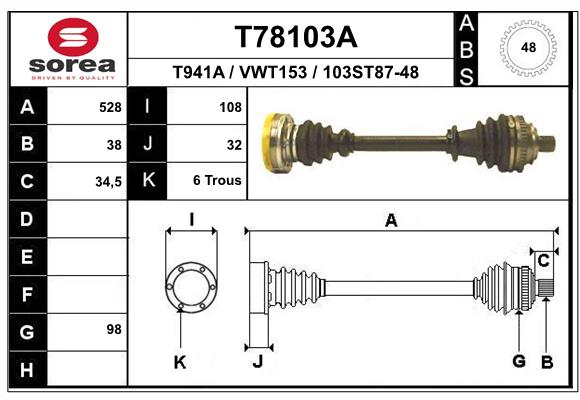 EAI-France Féltengely, komplett T78103A_EAI