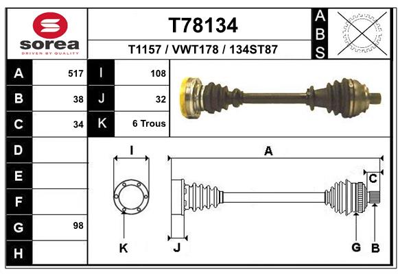 EAI-France Féltengely, komplett T78134_EAI