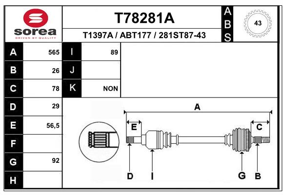 EAI-France Féltengely, komplett T78281A_EAI