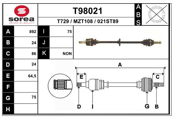 EAI-France Féltengely, komplett T98021_EAI