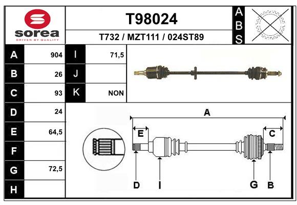 EAI-France Féltengely, komplett T98024_EAI