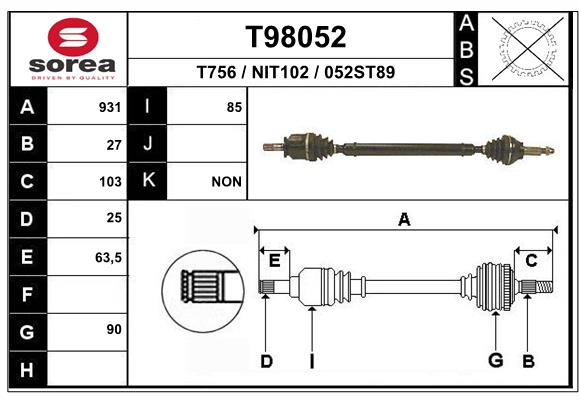 EAI-France Féltengely, komplett T98052_EAI