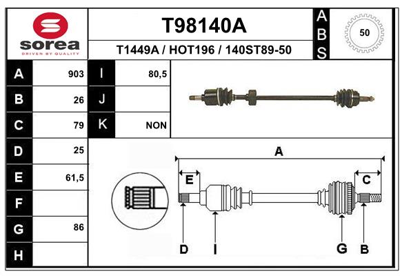 EAI-France Féltengely, komplett T98140A_EAI