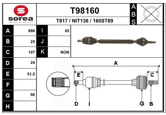 EAI-France Féltengely, komplett T98160_EAI