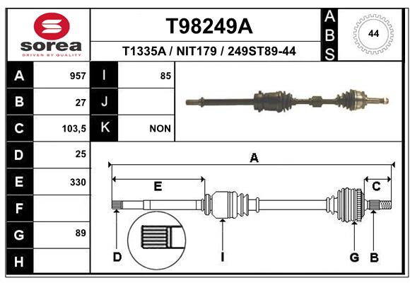 EAI-France Féltengely, komplett T98249A_EAI_KAUCIO