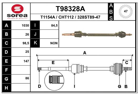 EAI-France Féltengely, komplett T98328A_EAI