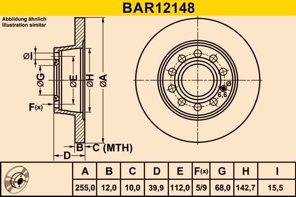 BARUM Hátsó féktárcsa BAR12148_BAR